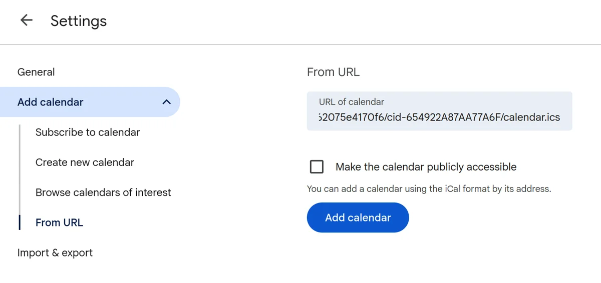 Google Calendar add from URL